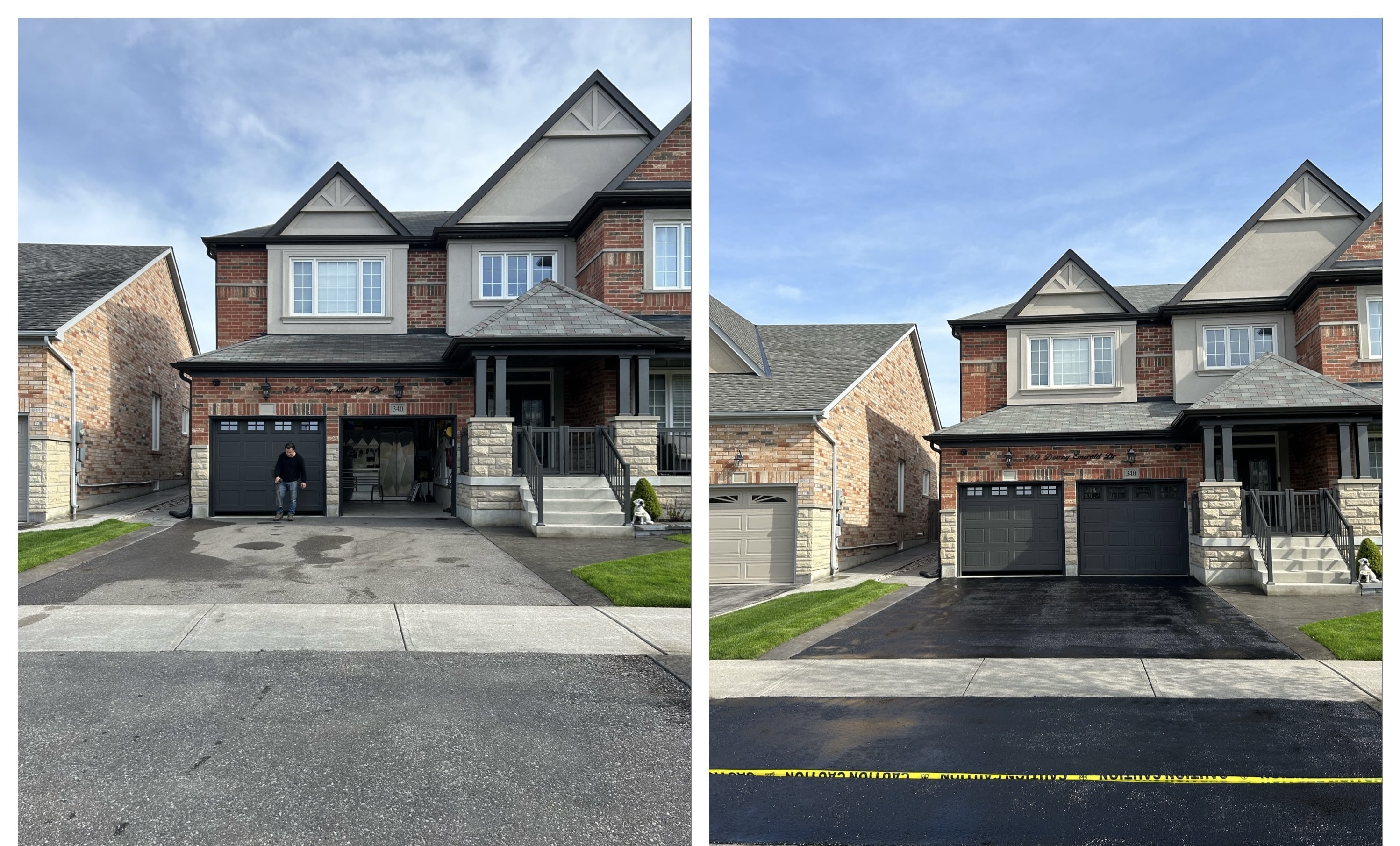 Before and after asphalt sealing