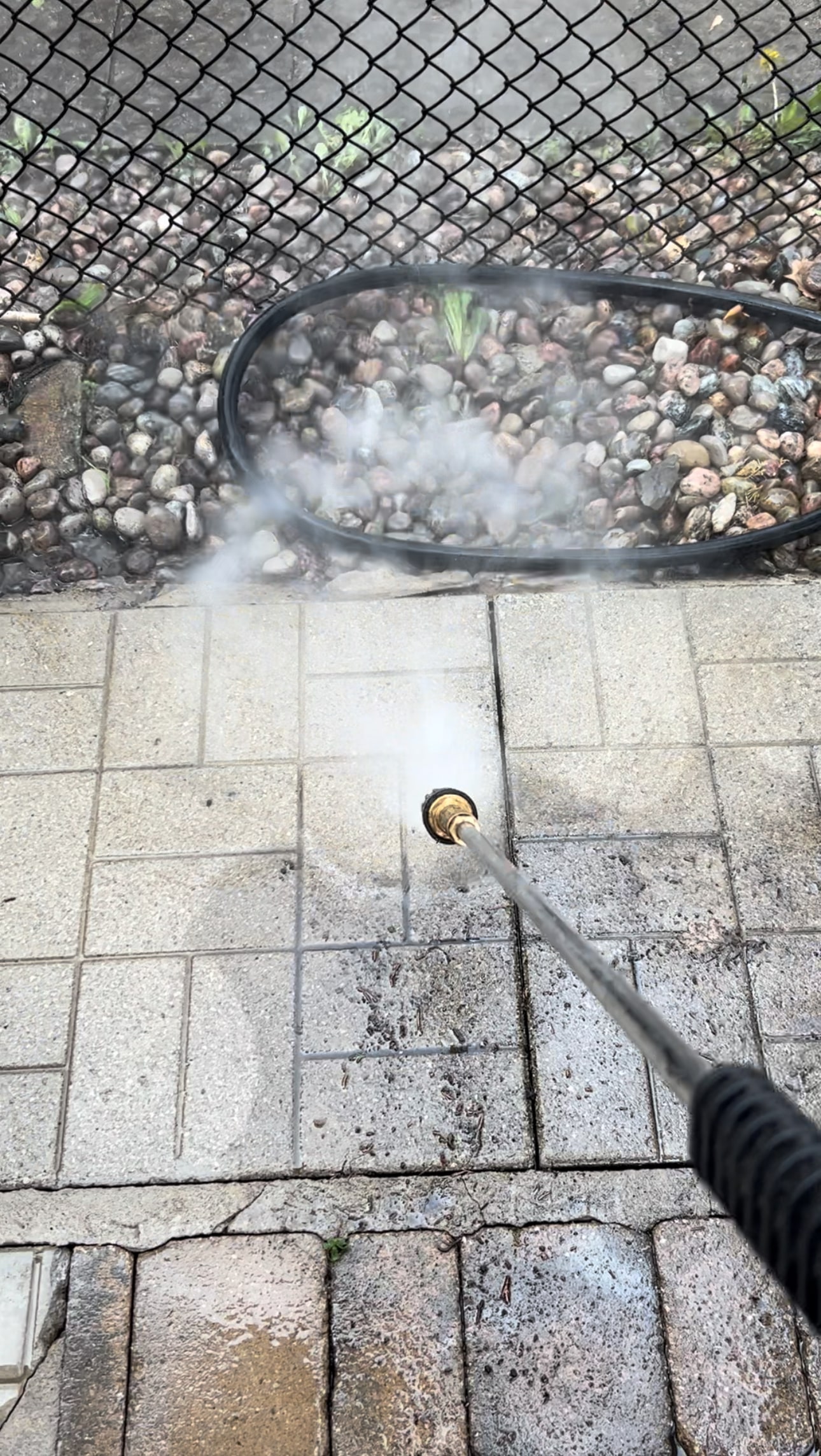Power washing commercial concrete entrance area