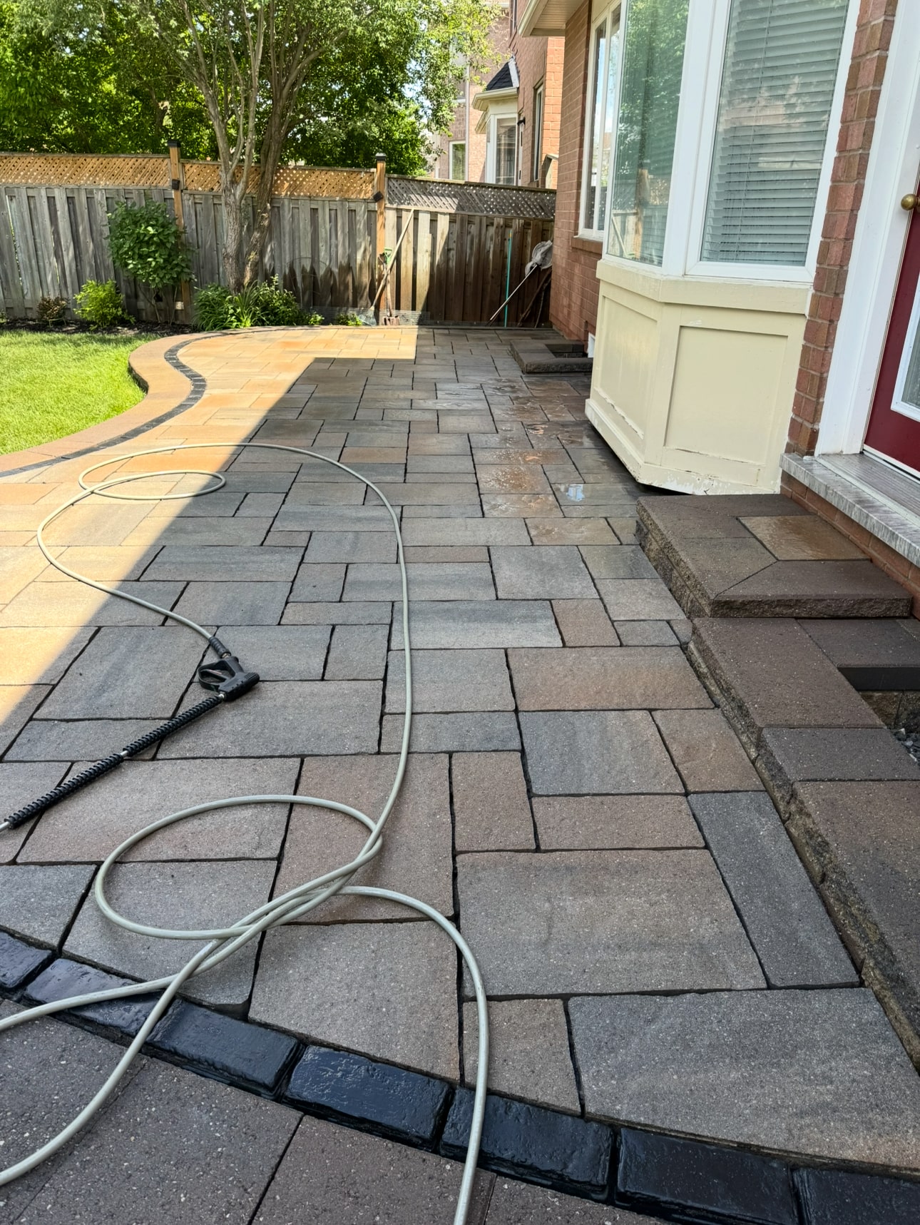 Concrete surface power washing small job before sealing